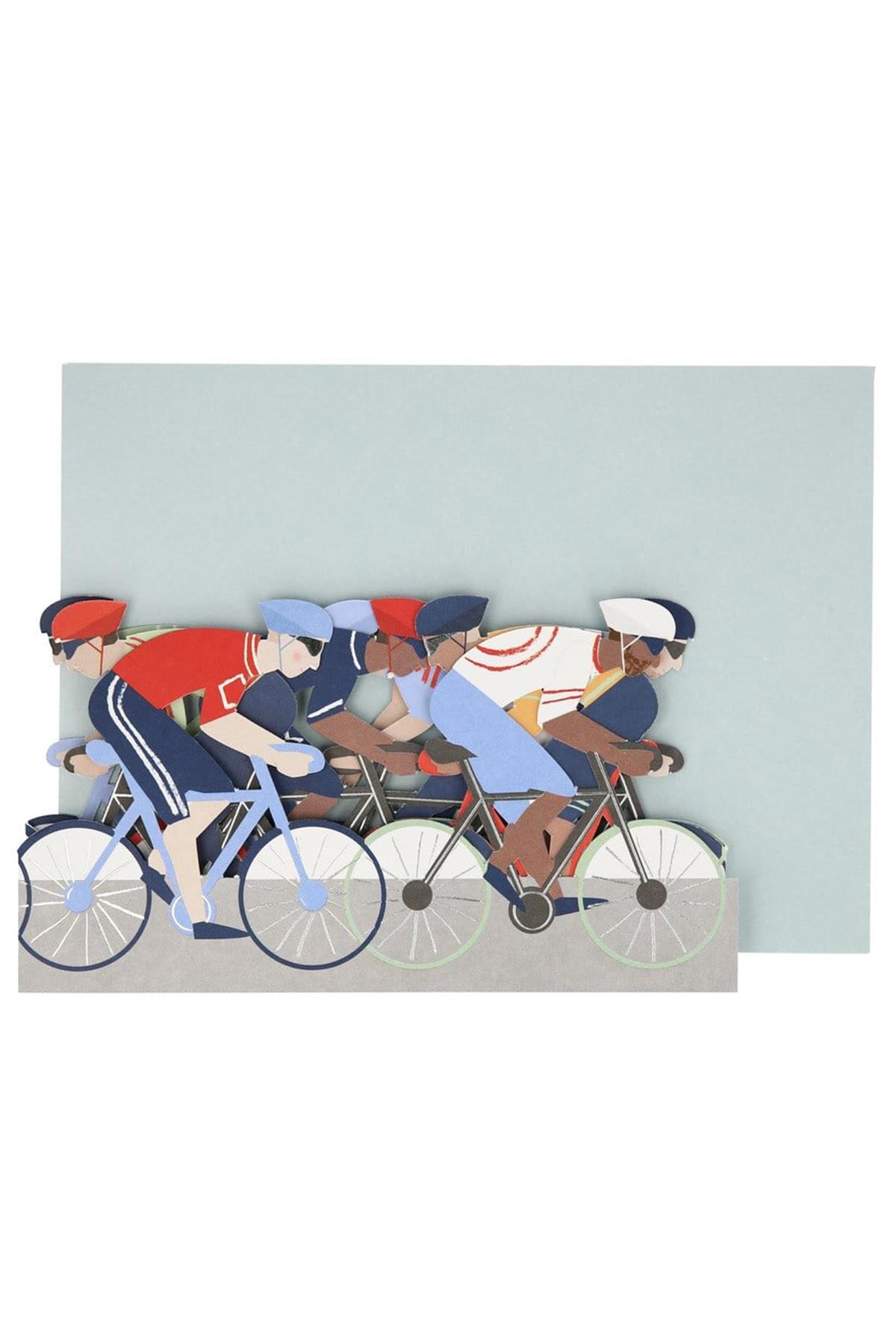 Meri Meri - Cycling Birthday Card - Bisiklet Tebrik Kartı Çok Renkli