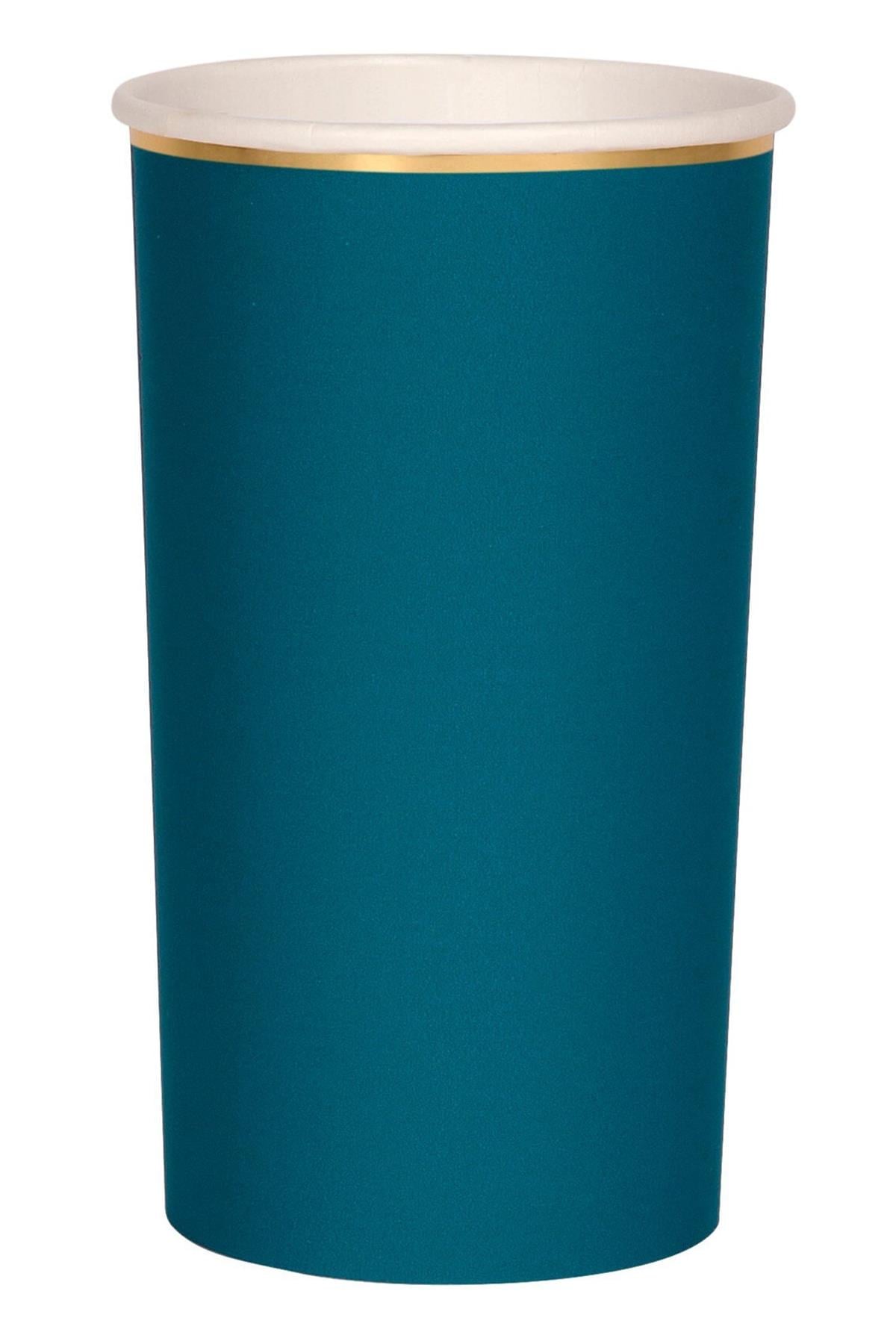 Meri Meri - Dark Teal Cups - Koyu Turkuaz Bardak - L Çok Renkli
