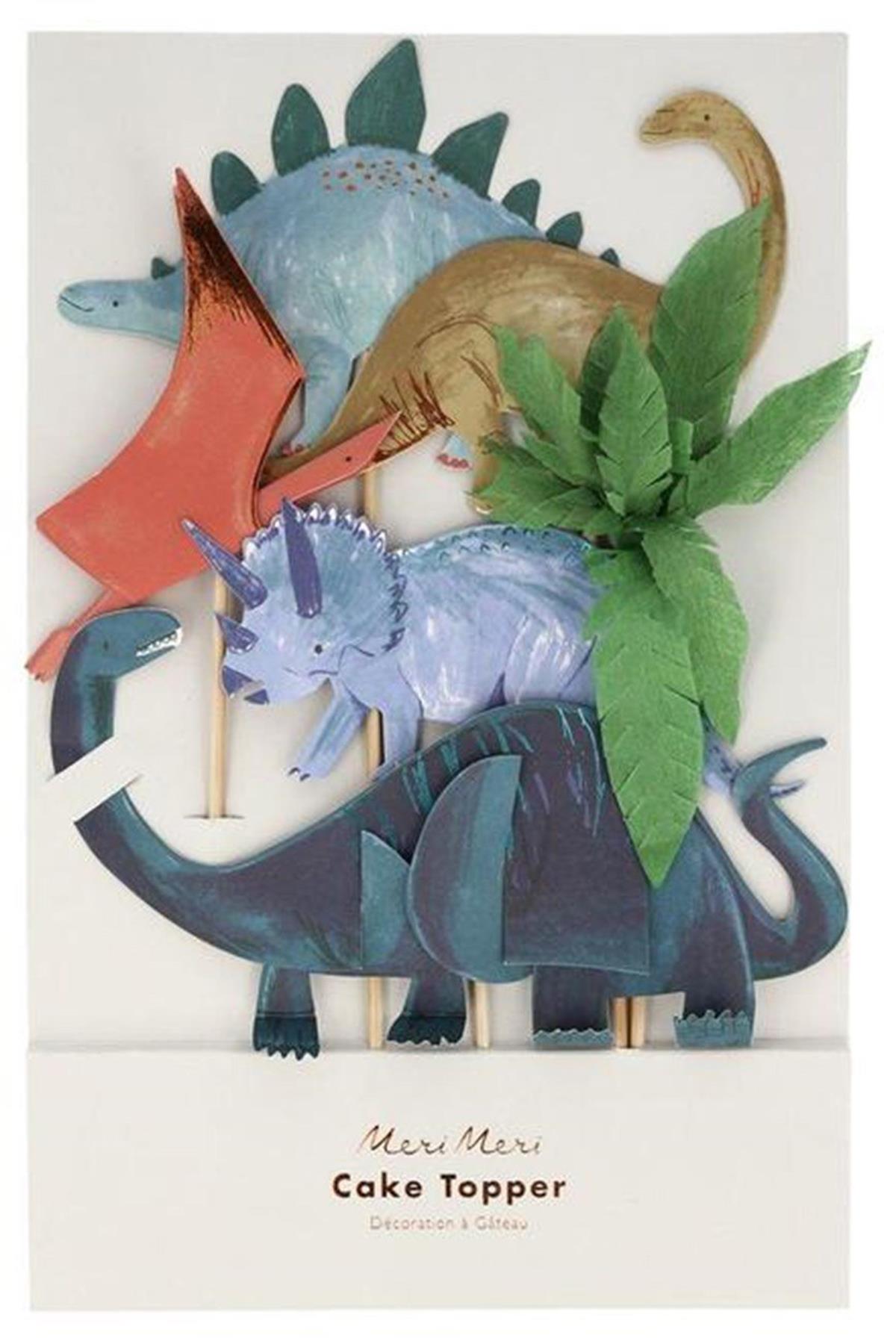 Meri Meri - Dinosaur Cake Toppers - Dinozor Pasta Süsü Çok Renkli
