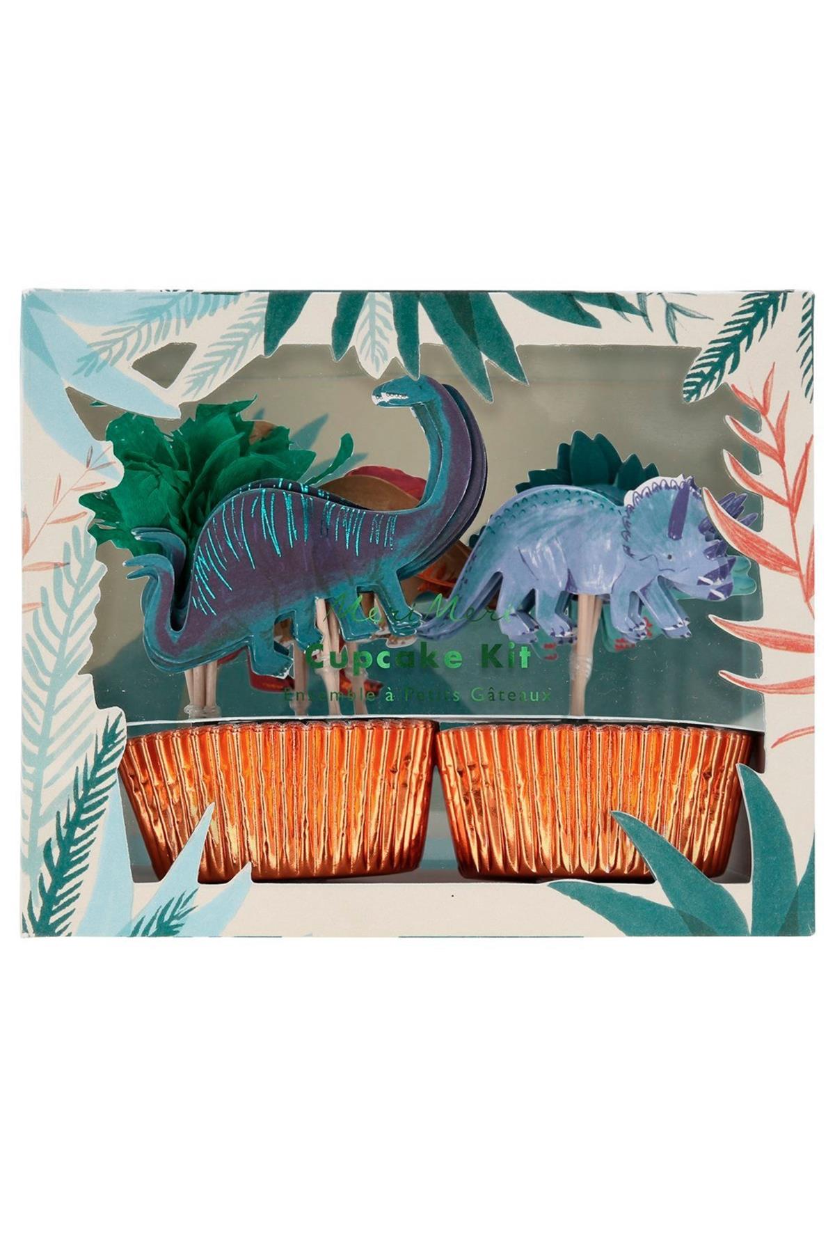 Meri Meri - Dinosaur Cupcake Kit - Dinozor Cupcake Kit - 24'lü Çok Renkli