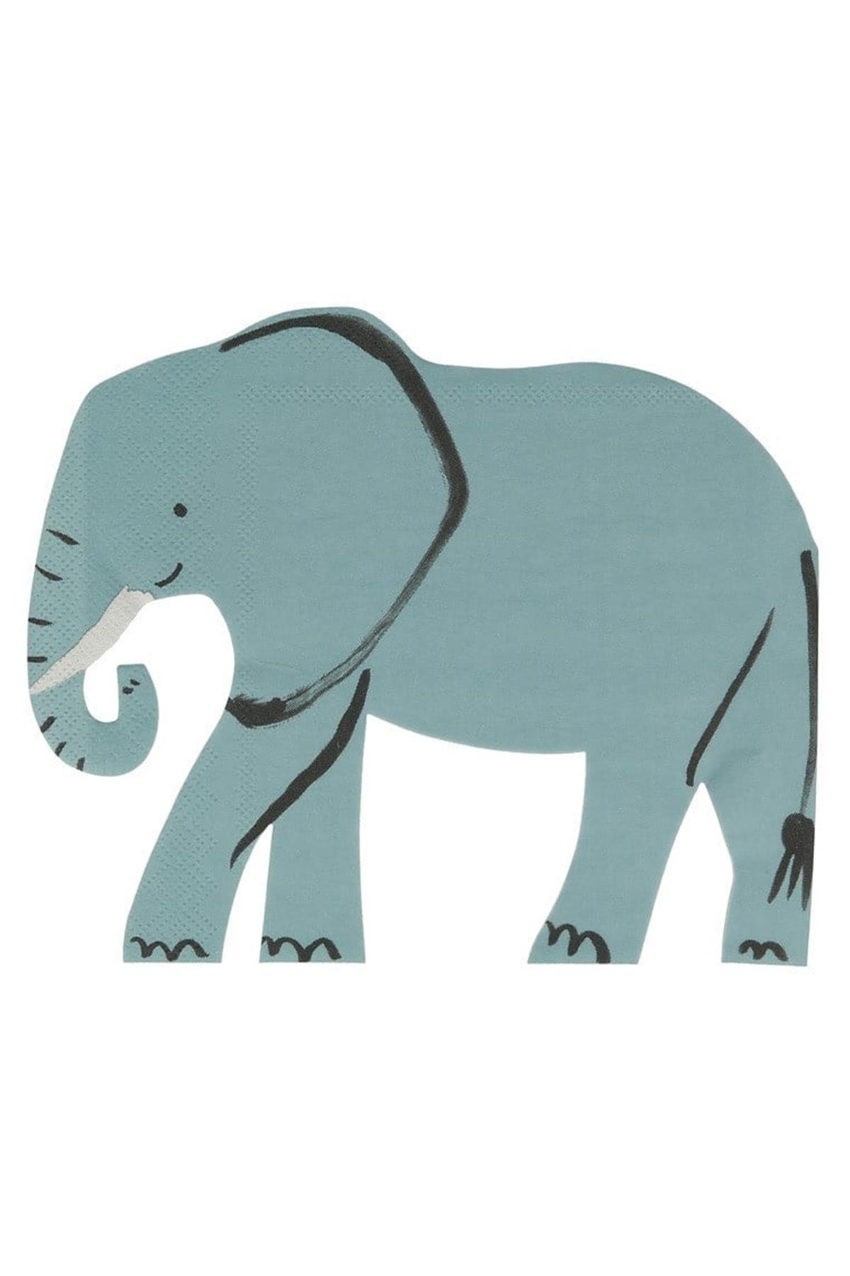 Meri Meri - Elephant Napkin - Fil Peçeteler - 16'lı Çok Renkli