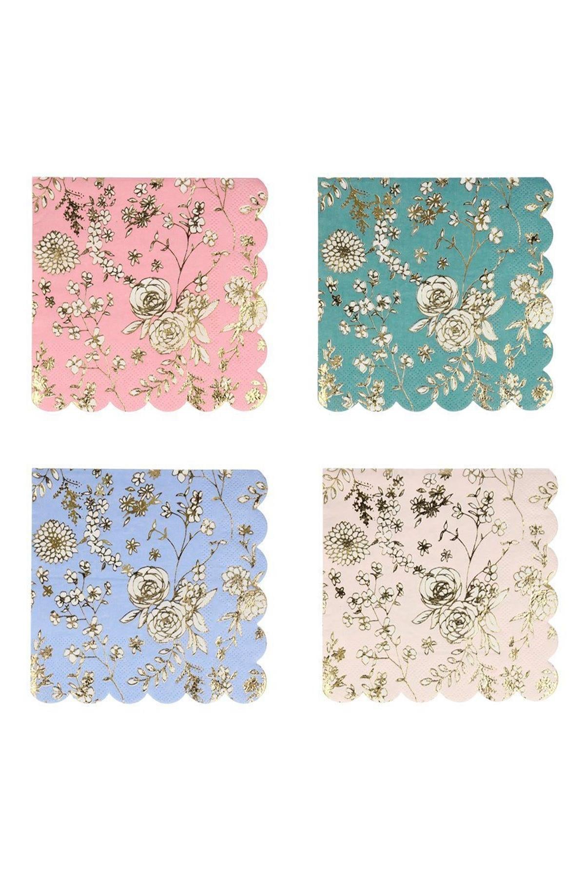 Meri Meri - English Garden Napkins - English Garden Peçete - S - 16'lı Pembe