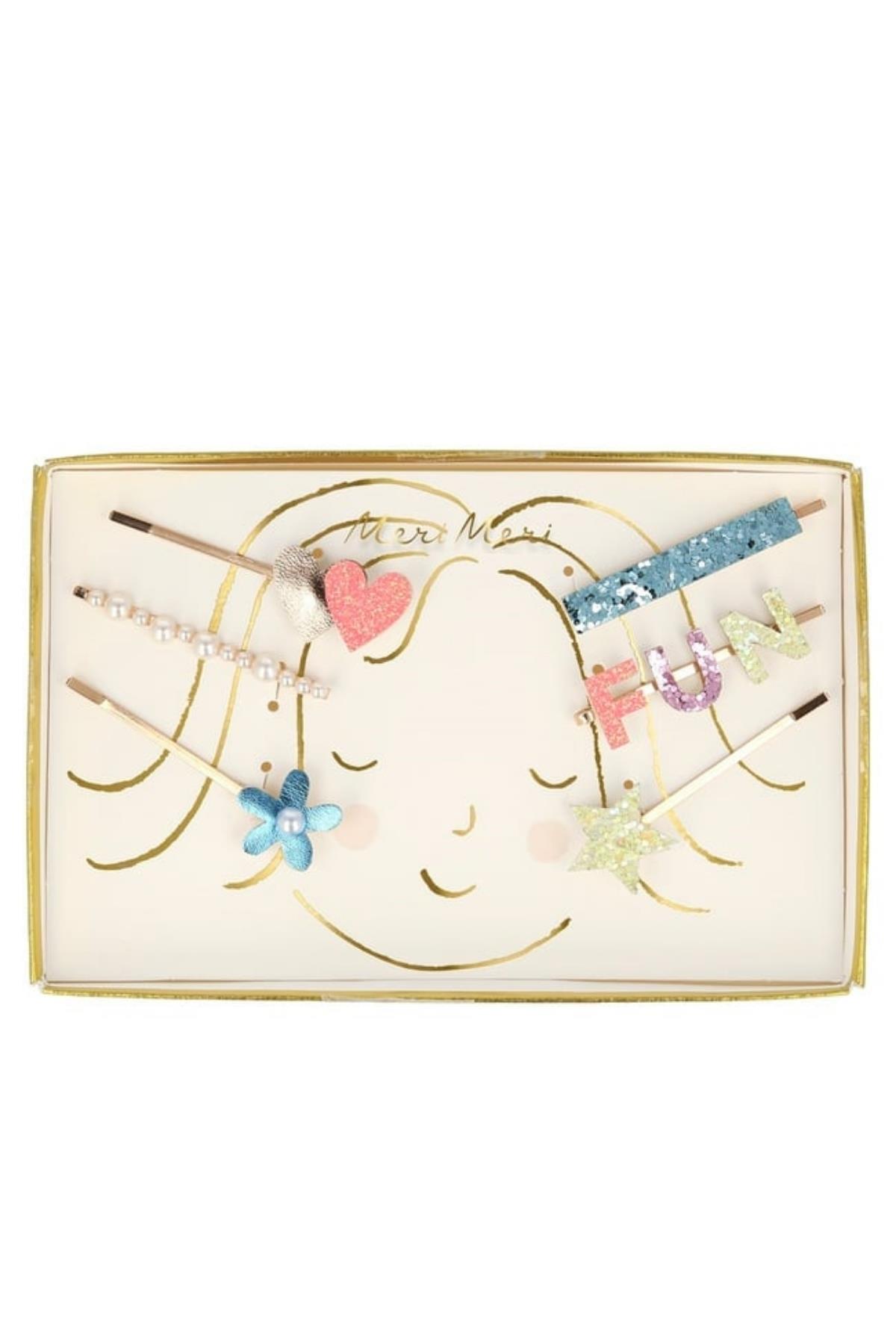 Meri Meri - Fun Time Hair Slides - Parlak Toka Çok Renkli