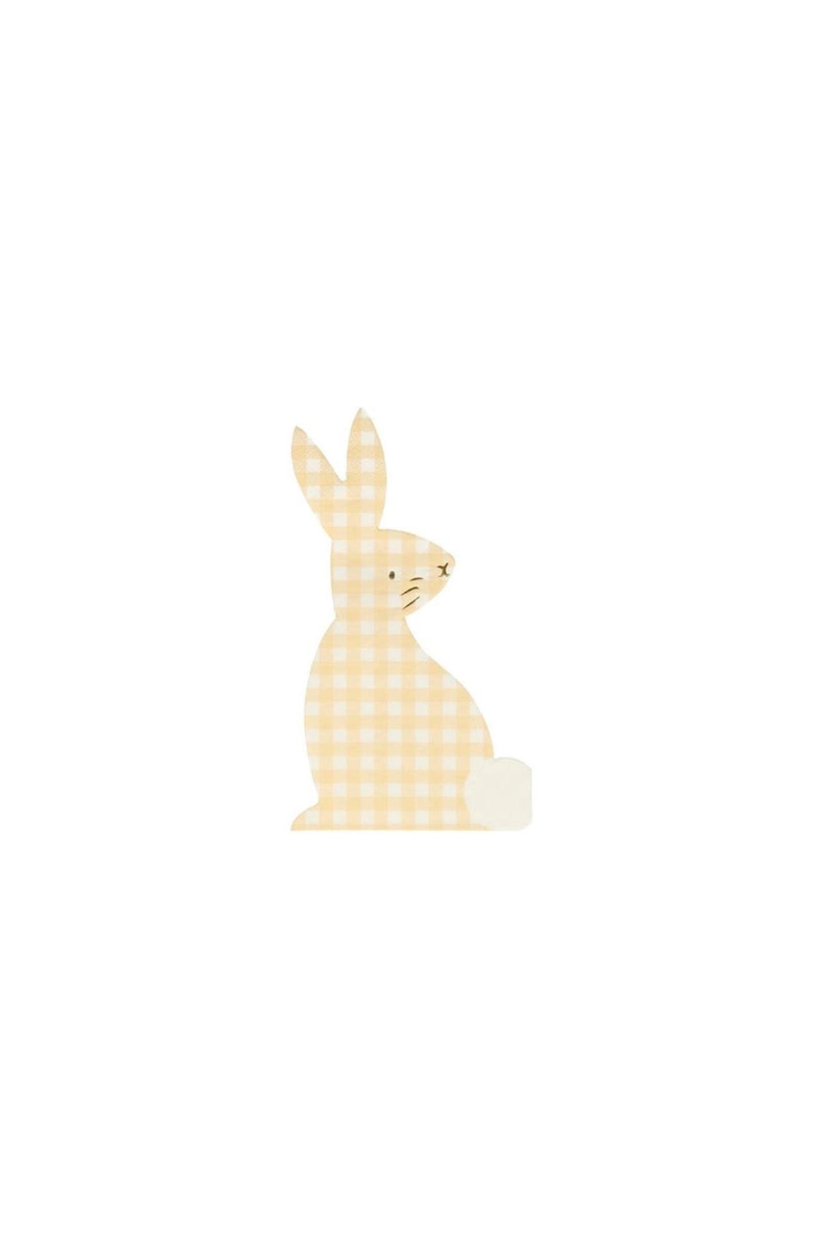 Meri Meri - Gingham Bunny Napkins - Damalı Tavşan Peçeteler - 16'lı Çok Renkli