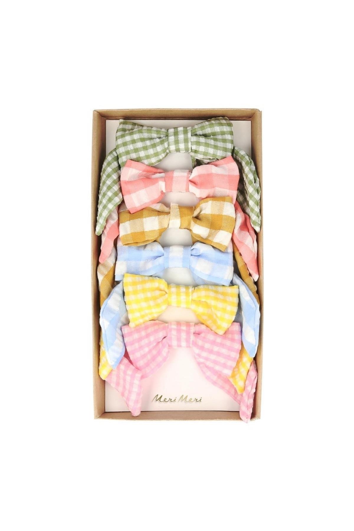 Meri Meri - Gingham Hair Bows - Pötikareli Saç Aksesuarı Çok Renkli