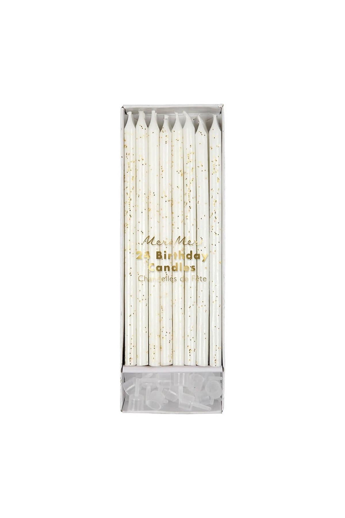 Meri Meri - Gold Glitter Candles - Altın Simli Mumlar Çok Renkli