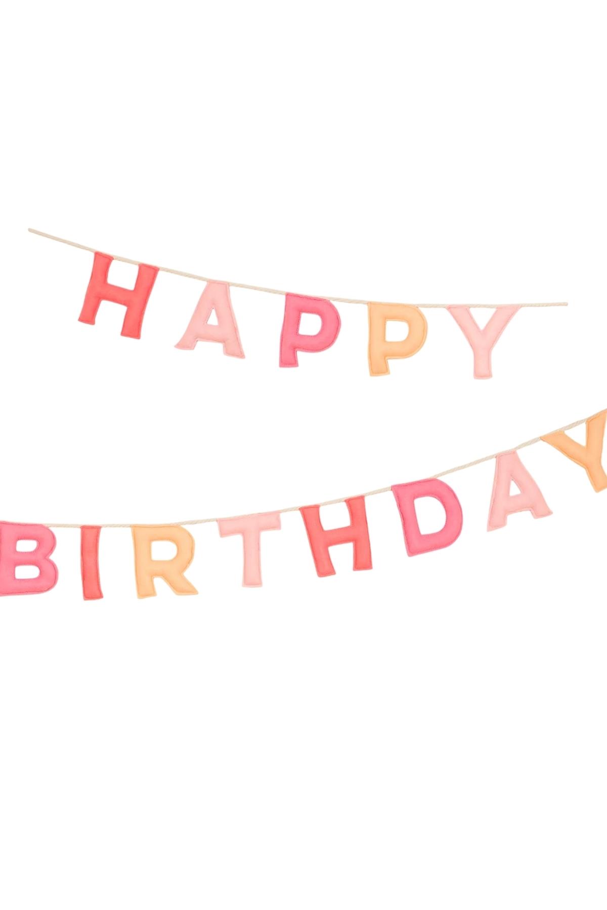 Meri Meri - Happy Birthday Keçe Asılan Süs - Pembe Çok Renkli