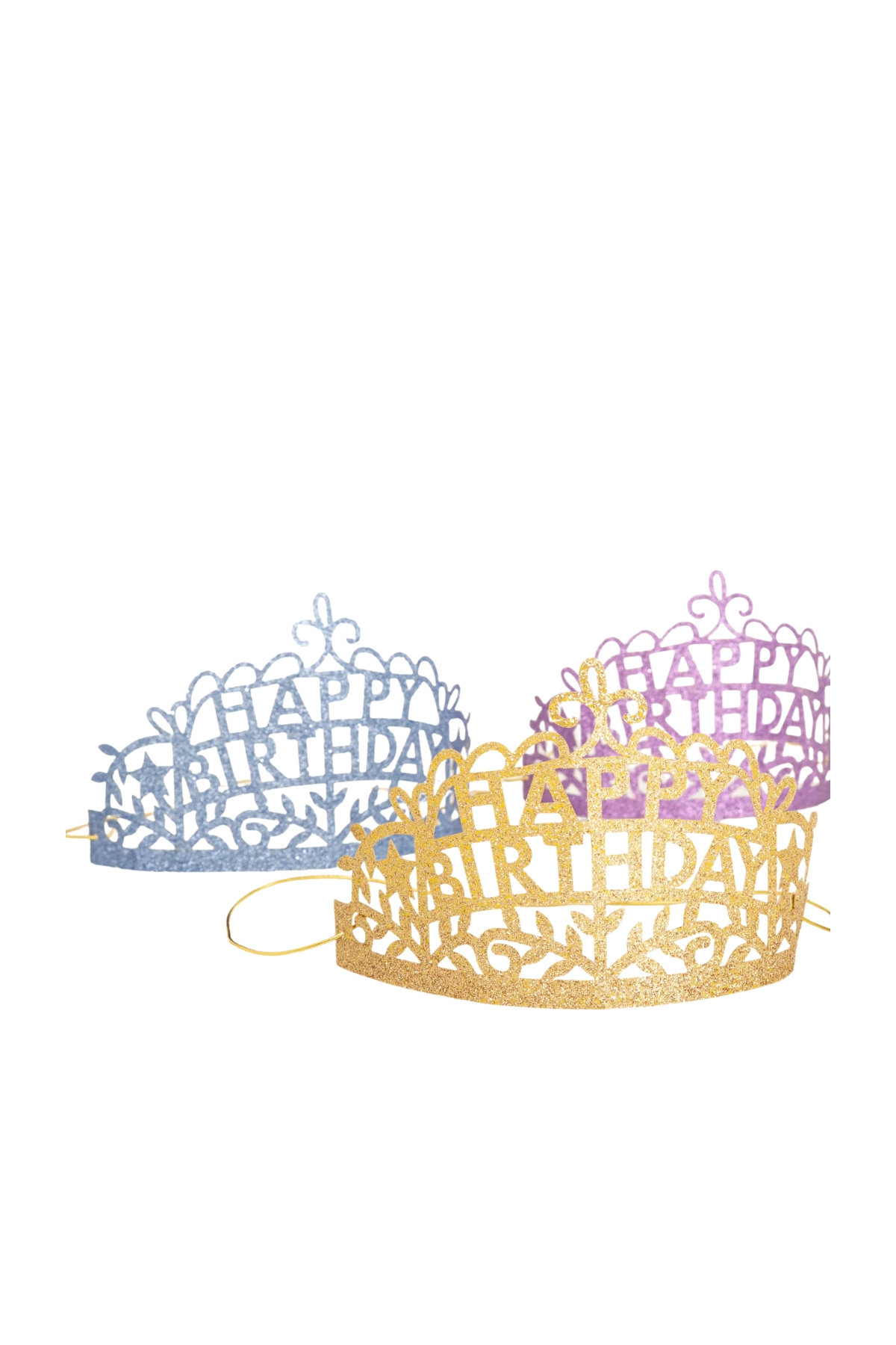 Meri Meri - Happy Birthday Tiaras - Happy Birthday Taç - 8'li Çok Renkli