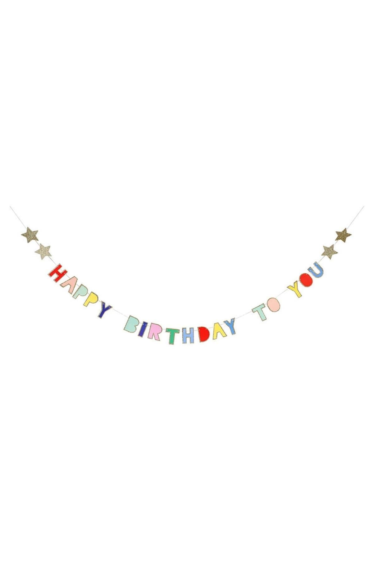 Meri Meri - Happy Birthday To You Mini Garland Çok Renkli