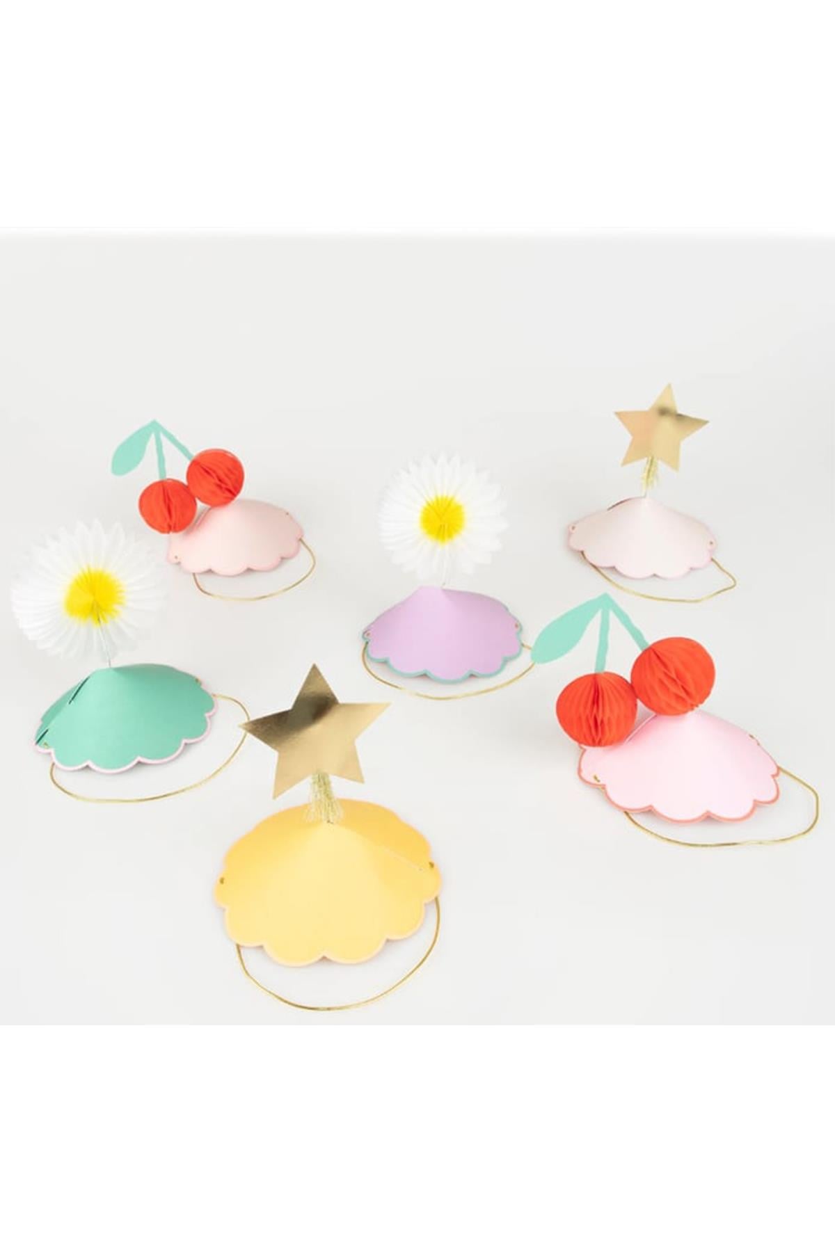 Meri Meri - Happy Icons Party Hats - Mutlu Semboller Parti Şapkaları (6'lı) Çok Renkli