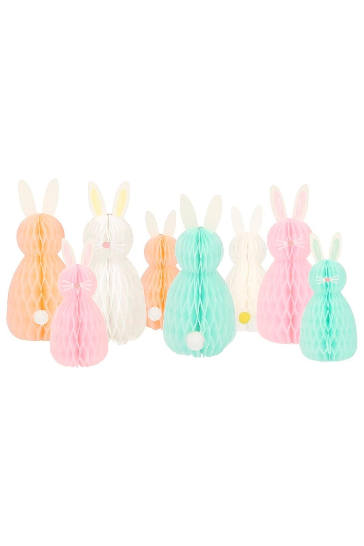 Meri Meri - Honeycomb Bunnies - Tavşan Petekli Süsler Çok Renkli