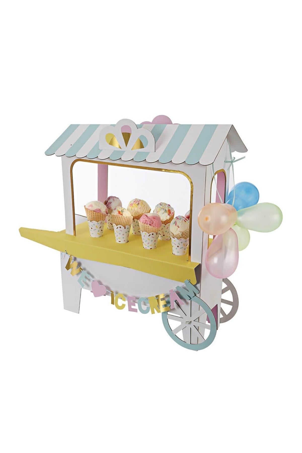 Meri Meri - Ice Cream Cart Centerpiece - Dondurma Arabası Masa Süsü Çok Renkli