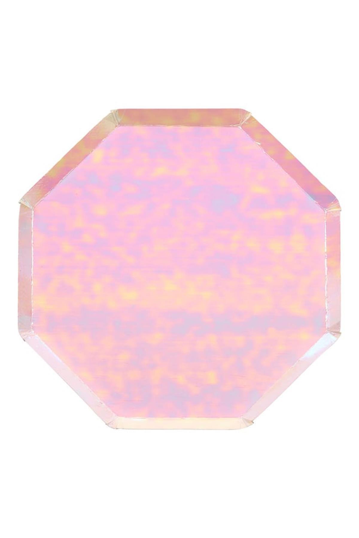 Meri Meri - Iridescent Plates - Parıltılı Tabaklar - L - 8'li Çok Renkli