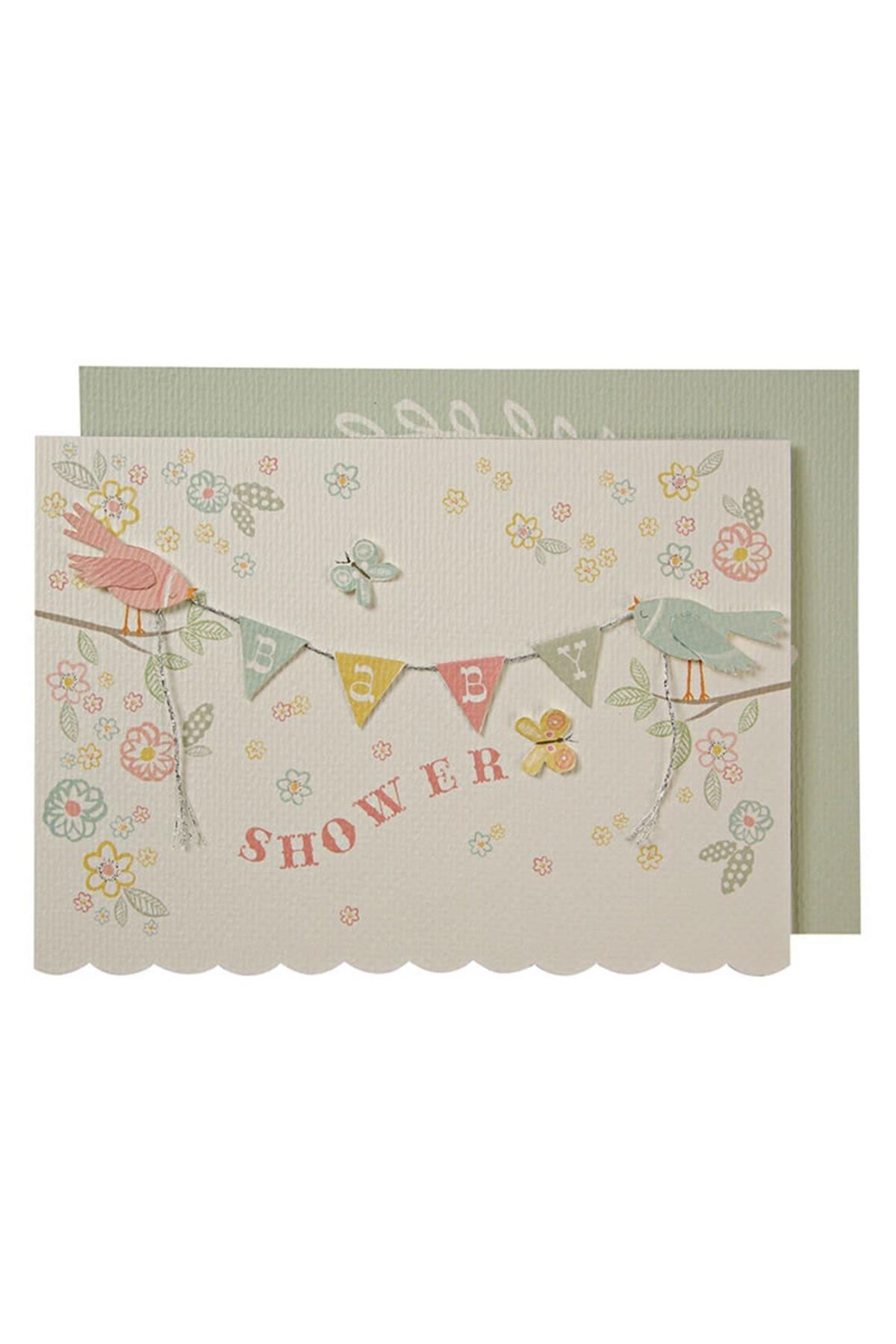 Meri Meri - Kuşlar Baby Shower Kartı Çok Renkli