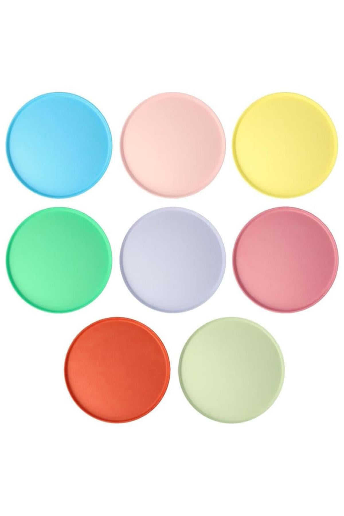 Meri Meri - Large Round Eco Plates - Bright Mix - Parlak Karışık Renk Doğal Bambu Karışım Tabaklar (L) (x8) Çok Renkli