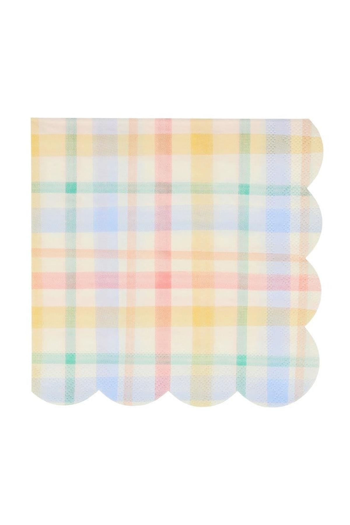 Meri Meri - Large Spring Plaid Napkins - Bahar Yeri Peçeteler - 16'lı Çok Renkli