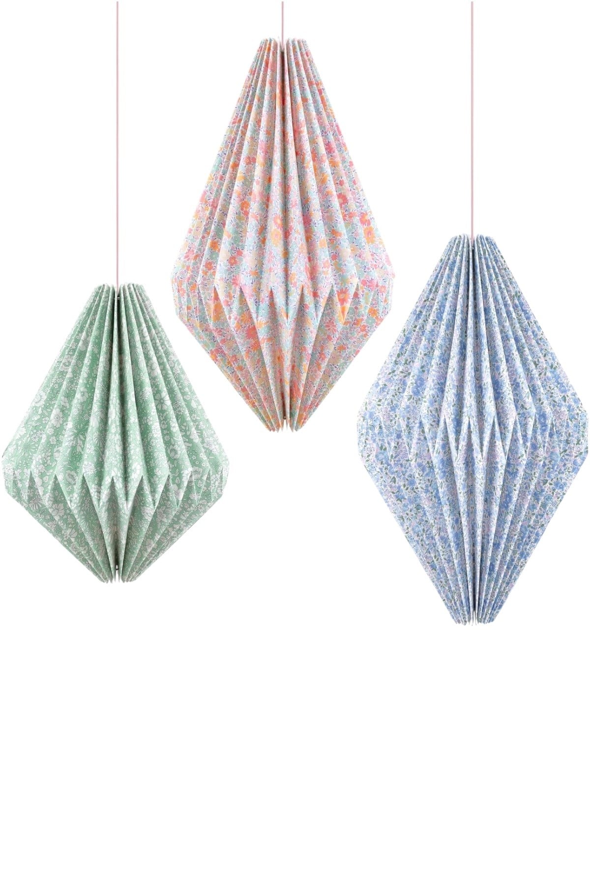 Meri Meri -  Meri Meri x Liberty Origami Fener Asılan Süsler - 3 Adet Çok Renkli