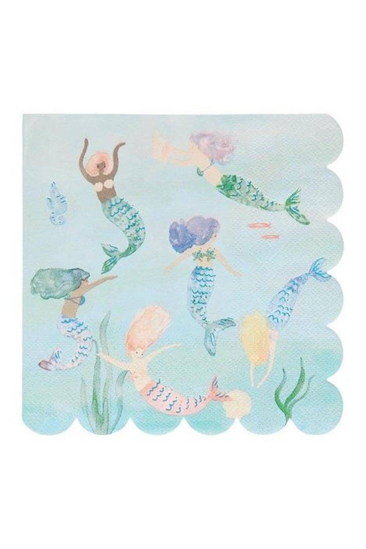 Meri Meri - Mermaids Napkins - Deniz Kızı Peçeteler Çok Renkli