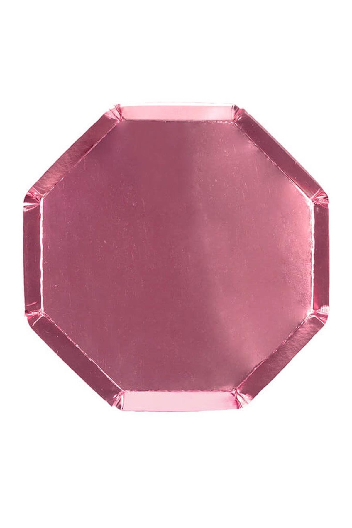 Meri Meri - Metallic Pink Cocktail Plates - Metalik Pembe Kokteyl Tabakları - 8'li Çok Renkli