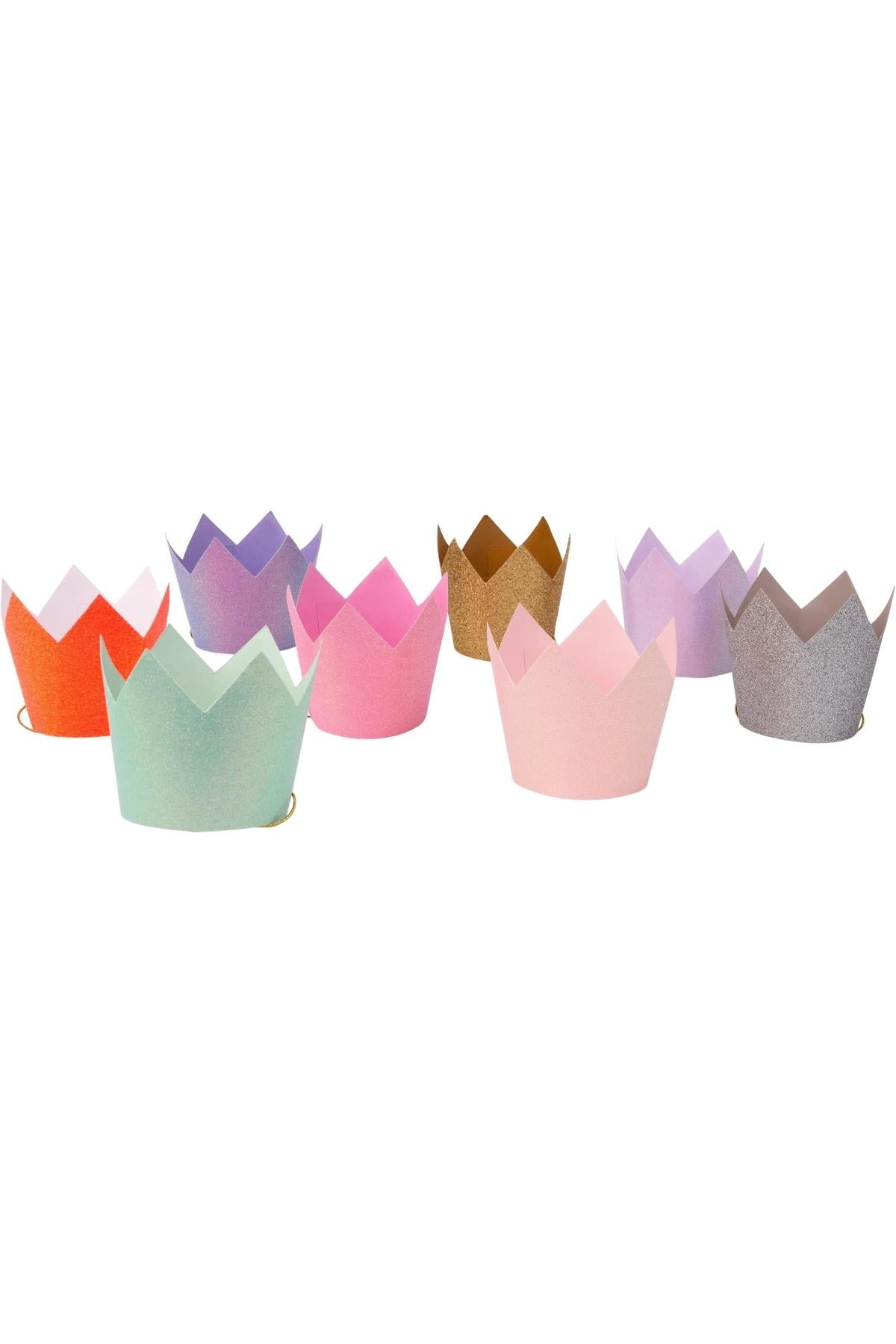 Meri Meri - Mini Glitter Party Crowns - Simli Mini Parti Şapkaları Çok Renkli
