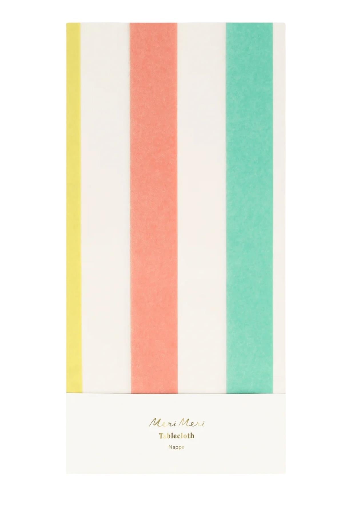 Meri Meri - Multi Renkli Çizgili Kağıt Masa Örtüsü Çok Renkli