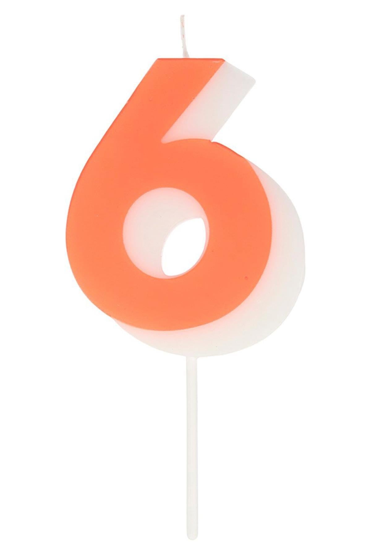 Meri Meri - Number Candle 6 - 6 Rakam Mum Çok Renkli