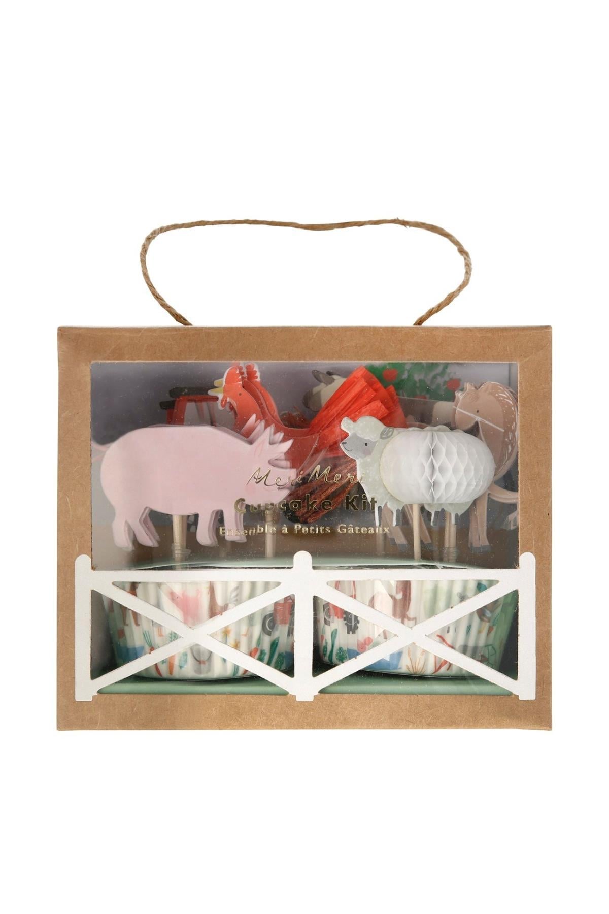 Meri Meri - On The Farm Cupcake Kit - Çiftlik Cupcake Kit - 24'lü Çok Renkli