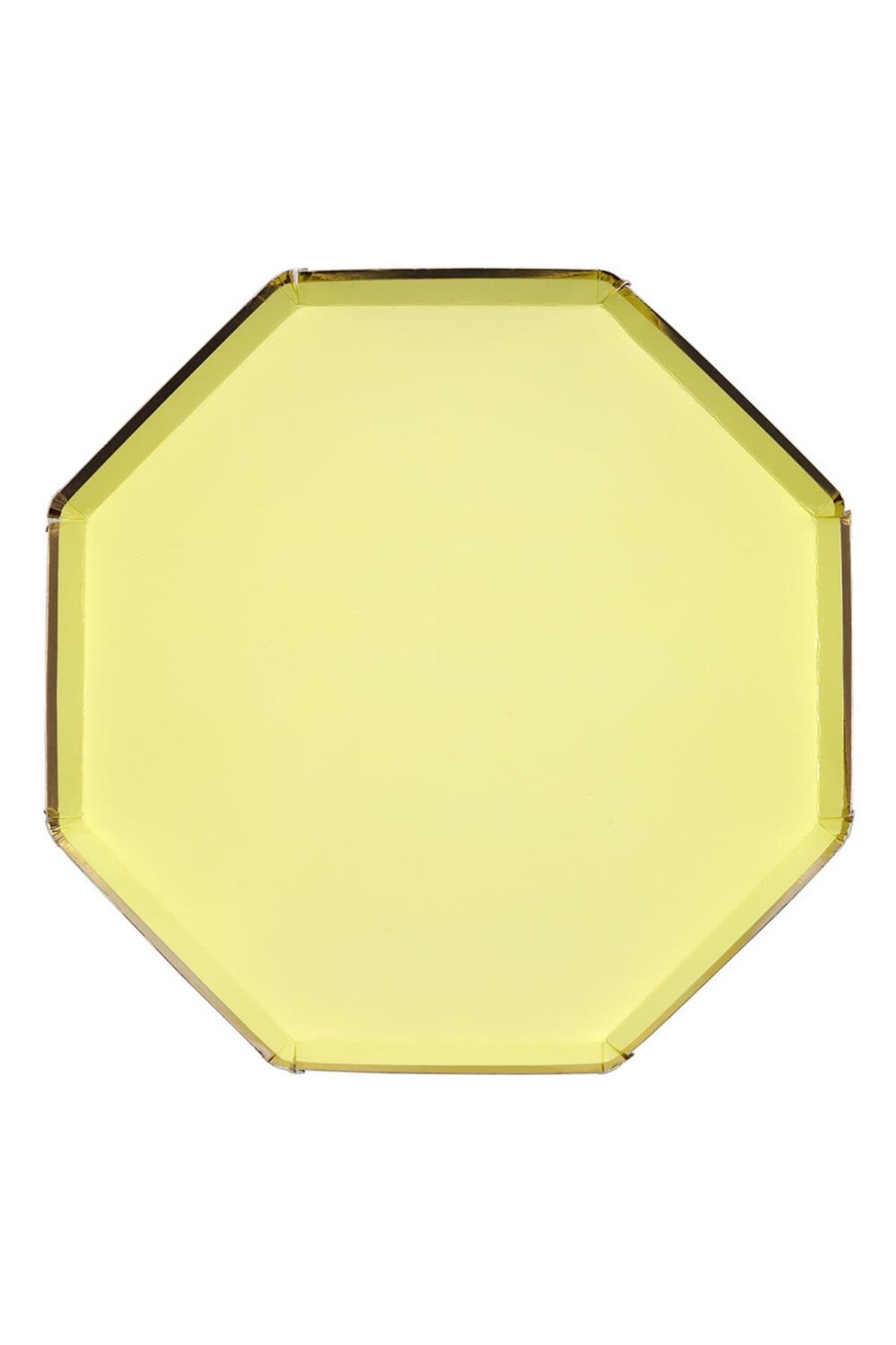 Meri Meri - Pale Yellow Plates - Sarı Tabaklar - 8'li Çok Renkli