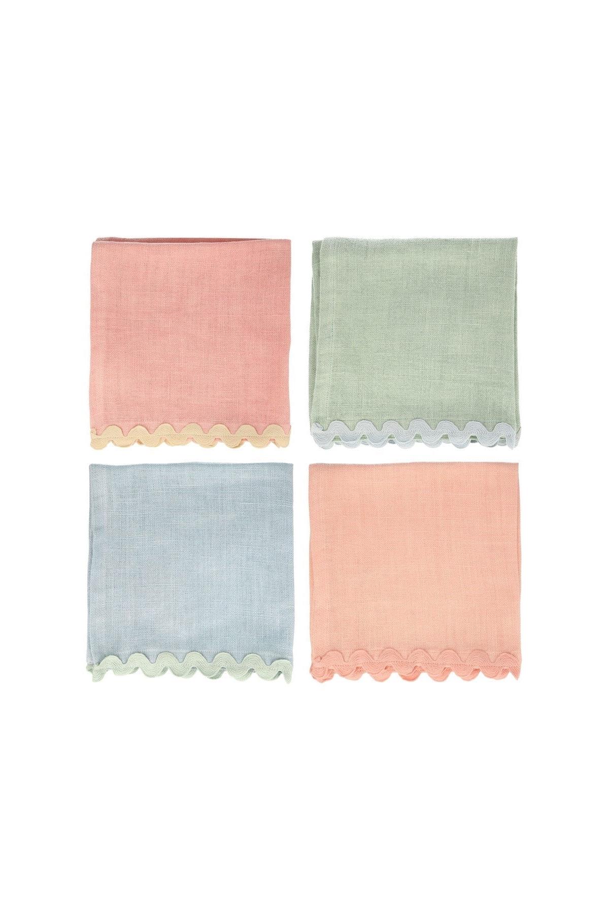 Meri Meri - Pastel Cloth Napkins - Pastel Renk Kumaş Peçeteler - 4'lü Çok Renkli