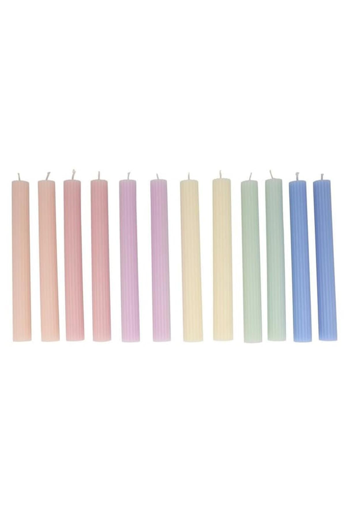 Meri Meri - Pastel Taper Candles - Pastel Masa Mumları (12'li) Çok Renkli