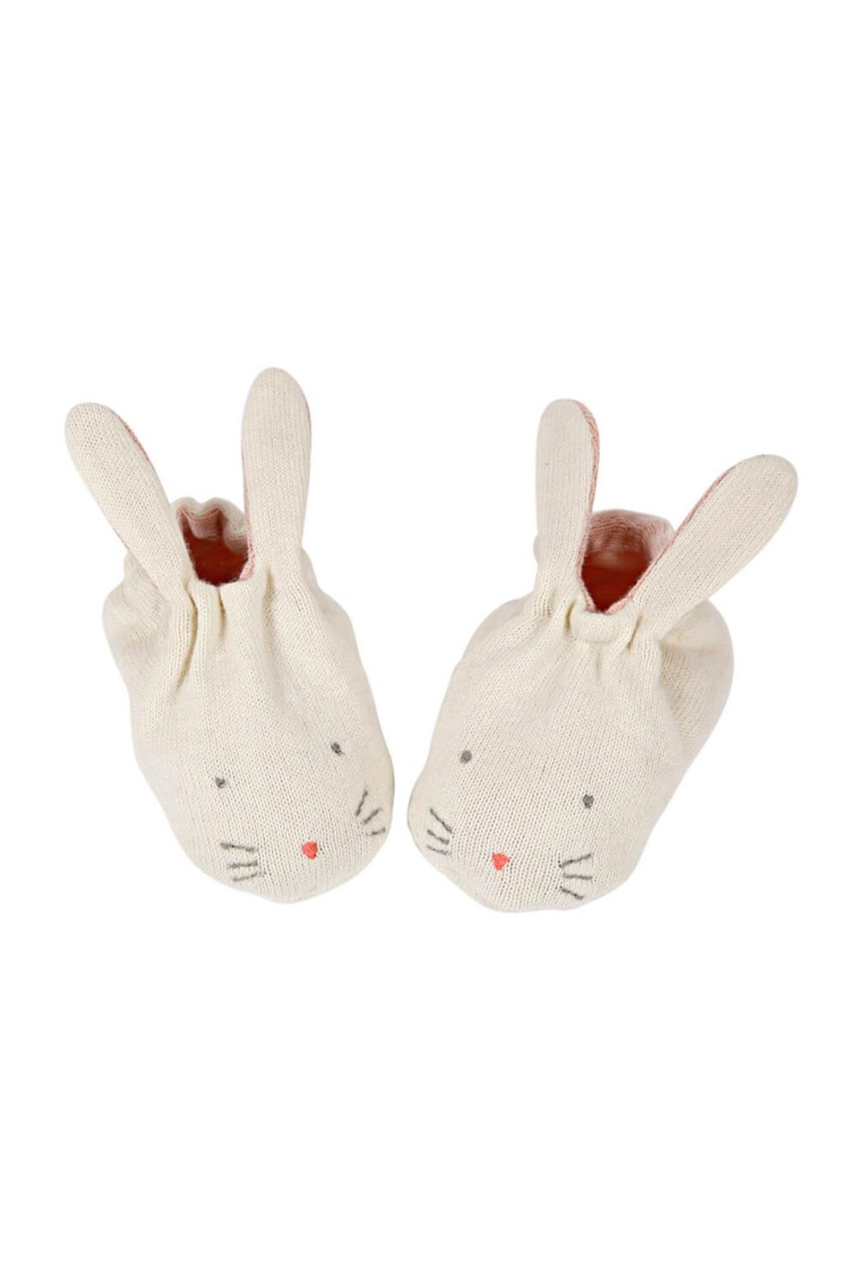 Meri Meri - Peach Bunny Baby Booties - Şeftali Tavşanlı Bebek Patiği Çok Renkli