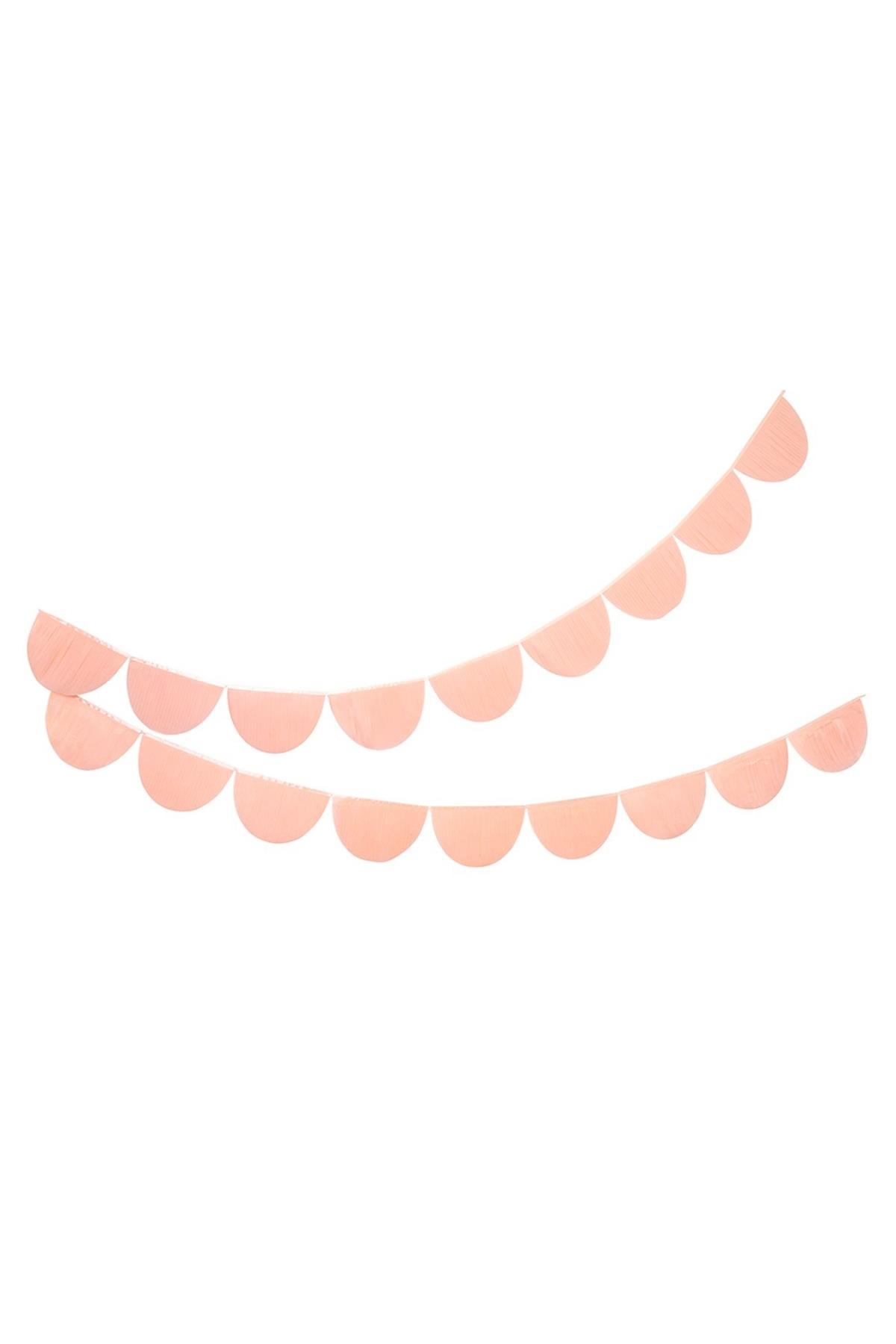 Meri Meri - Peach Tissue Paper Scallop Garlands - Şeftali Renginde Yarım Ay Kağıt Asılan Süs Çok Renkli