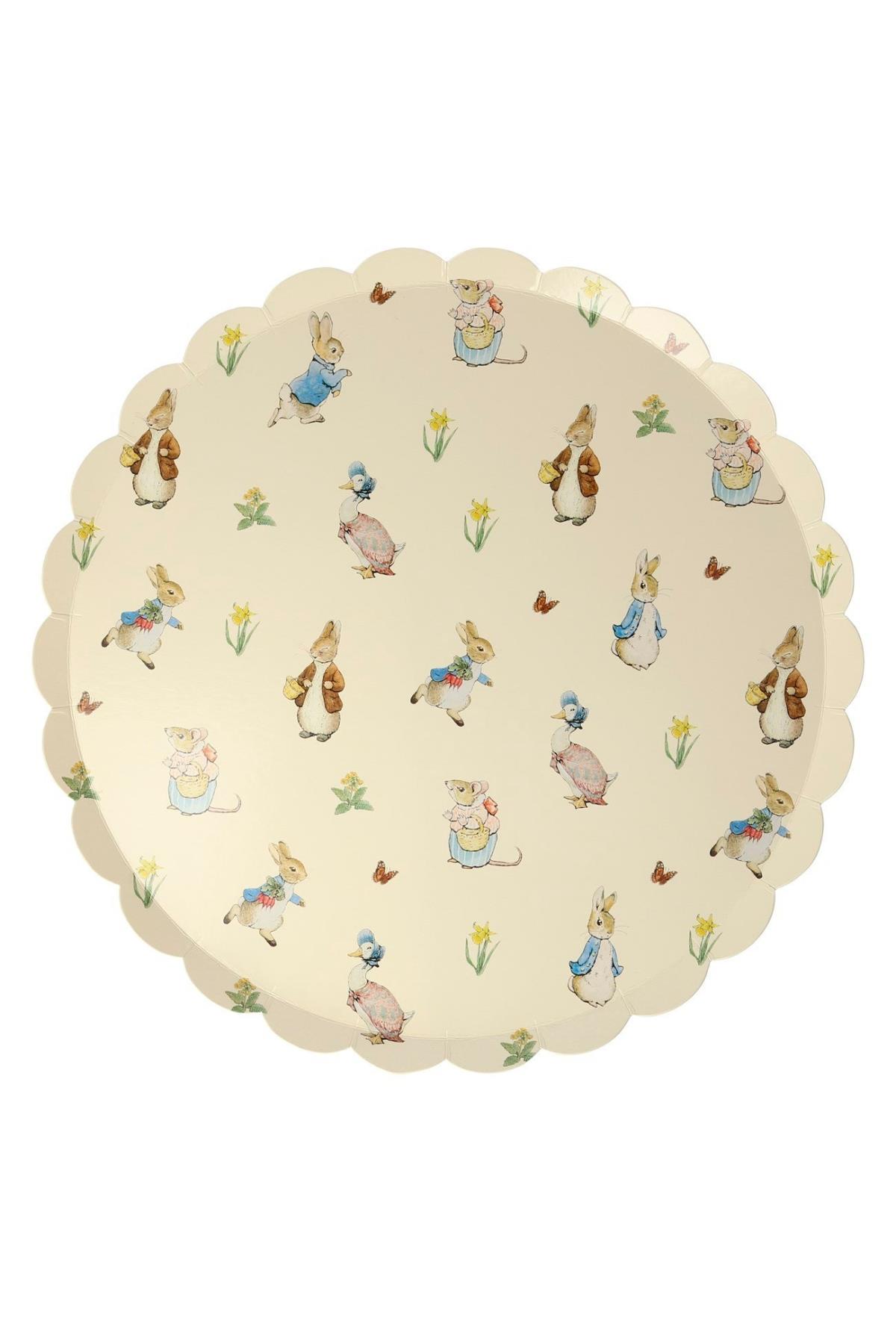 Meri Meri - Peter Rabbit & Friends Plates - Peter Rabbit & Friends Tabak - L - 12'li Çok Renkli