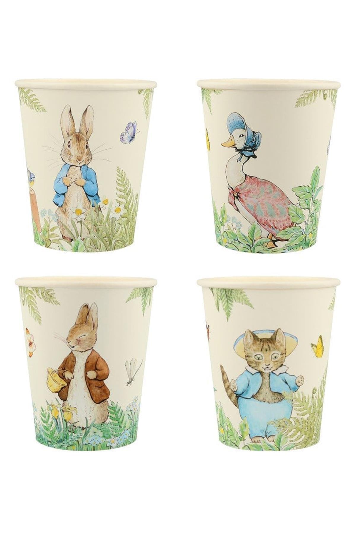 Meri Meri - Peter Rabbit In The Garden Cups - Peter Rabbit Bahçede Bardaklar - 8'li Çok Renkli