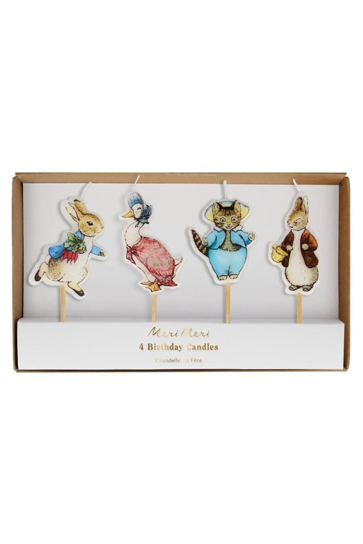 Meri Meri - Peter Rabbit In The Garden Candles - Peter Rabbit Bahçede Mumlar - 4'lü Çok Renkli