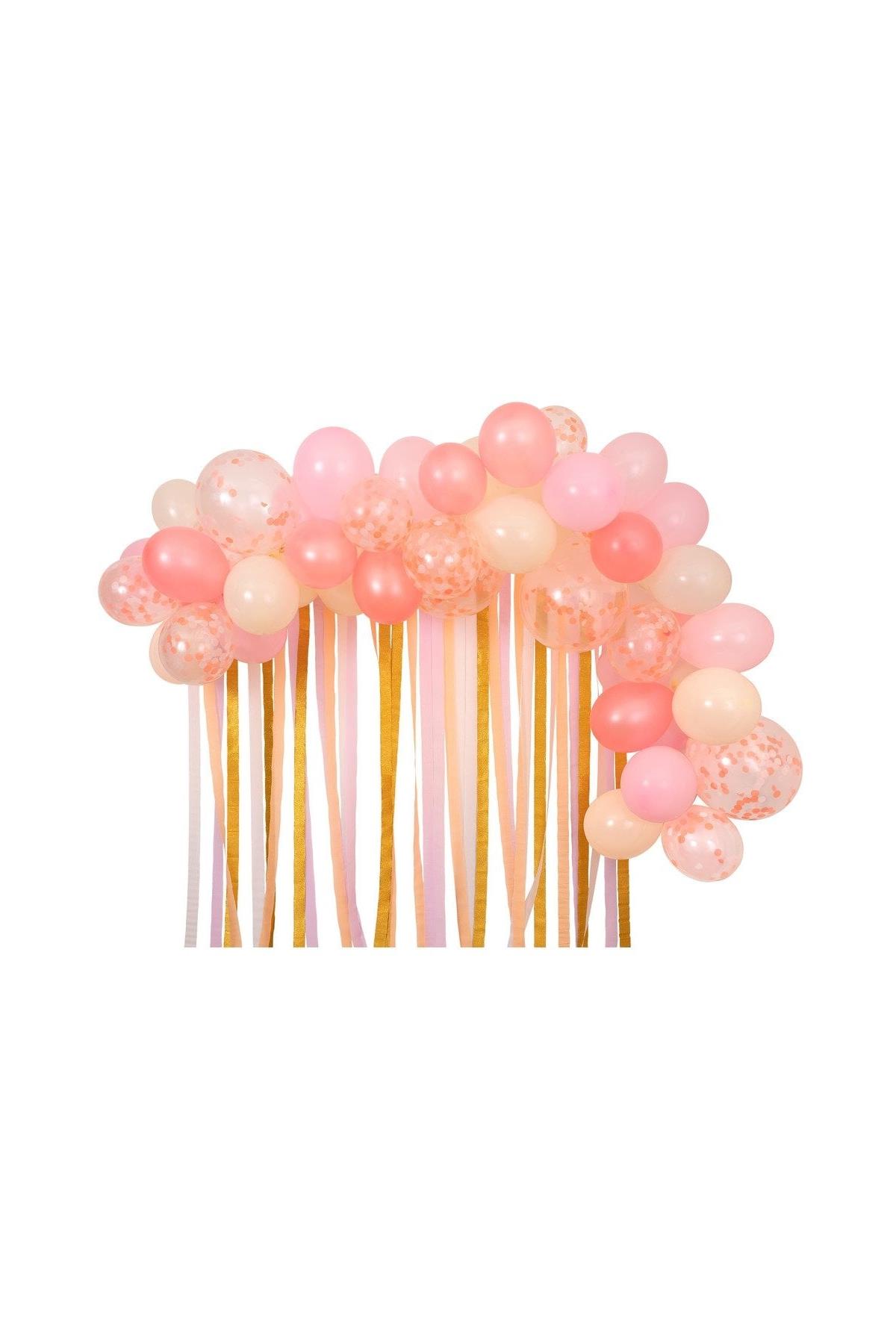 Meri Meri - Pink Balloon & Streamer Garland - Pembe Balonlar & Renkli Şeritler  - 50 balon Çok Renkli