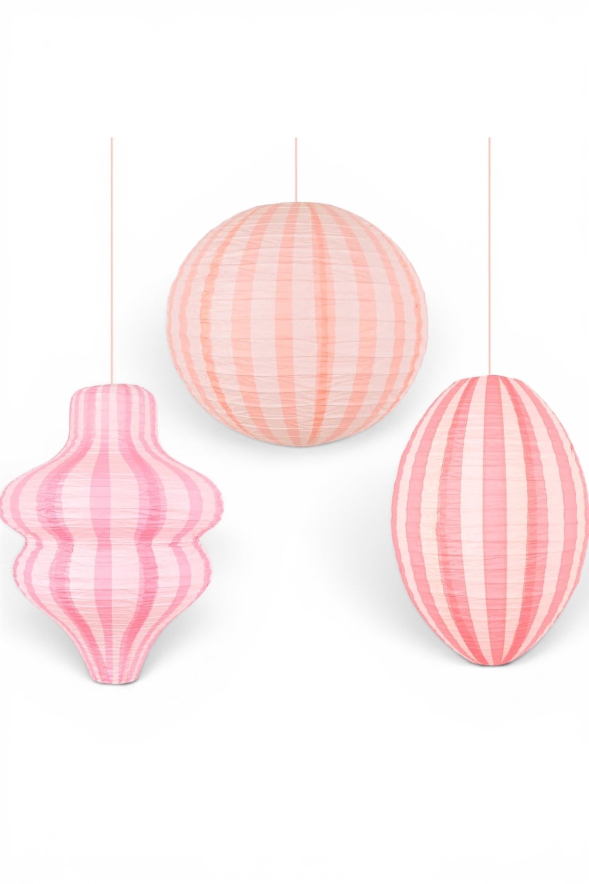 Meri Meri - Pink Lanterns - Pembe Fener Asılan Süsler - 3 Adet Çok Renkli