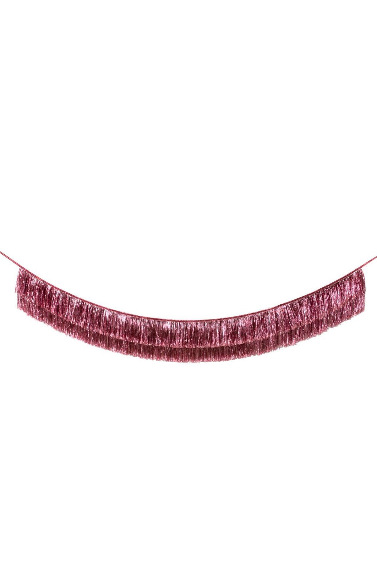 Meri Meri - Pink Tinsel Fringe Garland - Pembe Püsküllü Asılan Süs Çok Renkli