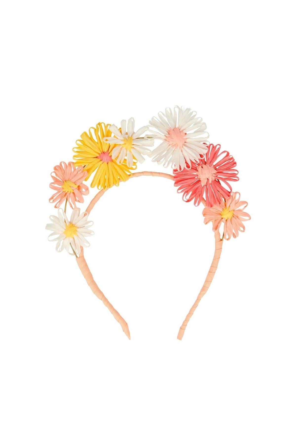 Meri Meri - Raffia Flower Headband - Rafya Çiçekli Taç Çok Renkli