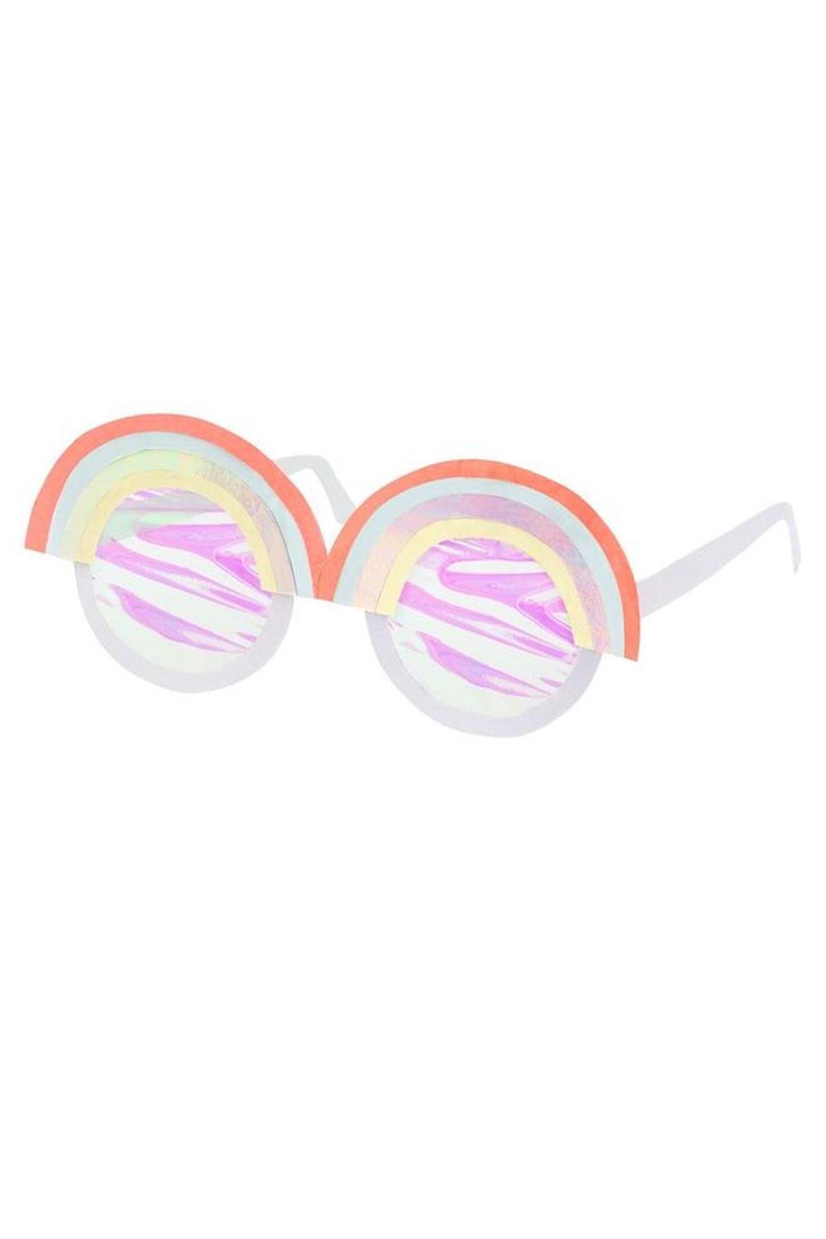 Meri Meri - Rainbow Paper Glasses - Gökkuşağı Kağıt Gözlük Çok Renkli