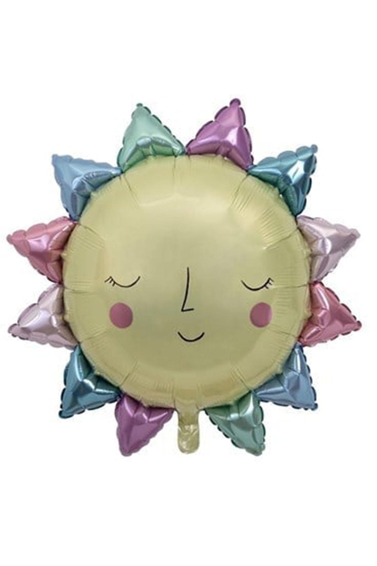 Meri Meri - Rainbow Sun Foil Balloon - Gökkuşağı Güneşli Folyo Balon Çok Renkli