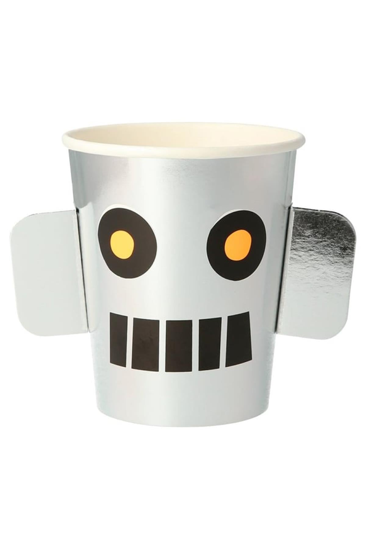 Meri Meri - Robot Cups - Robot Bardaklar - 8'li Çok Renkli