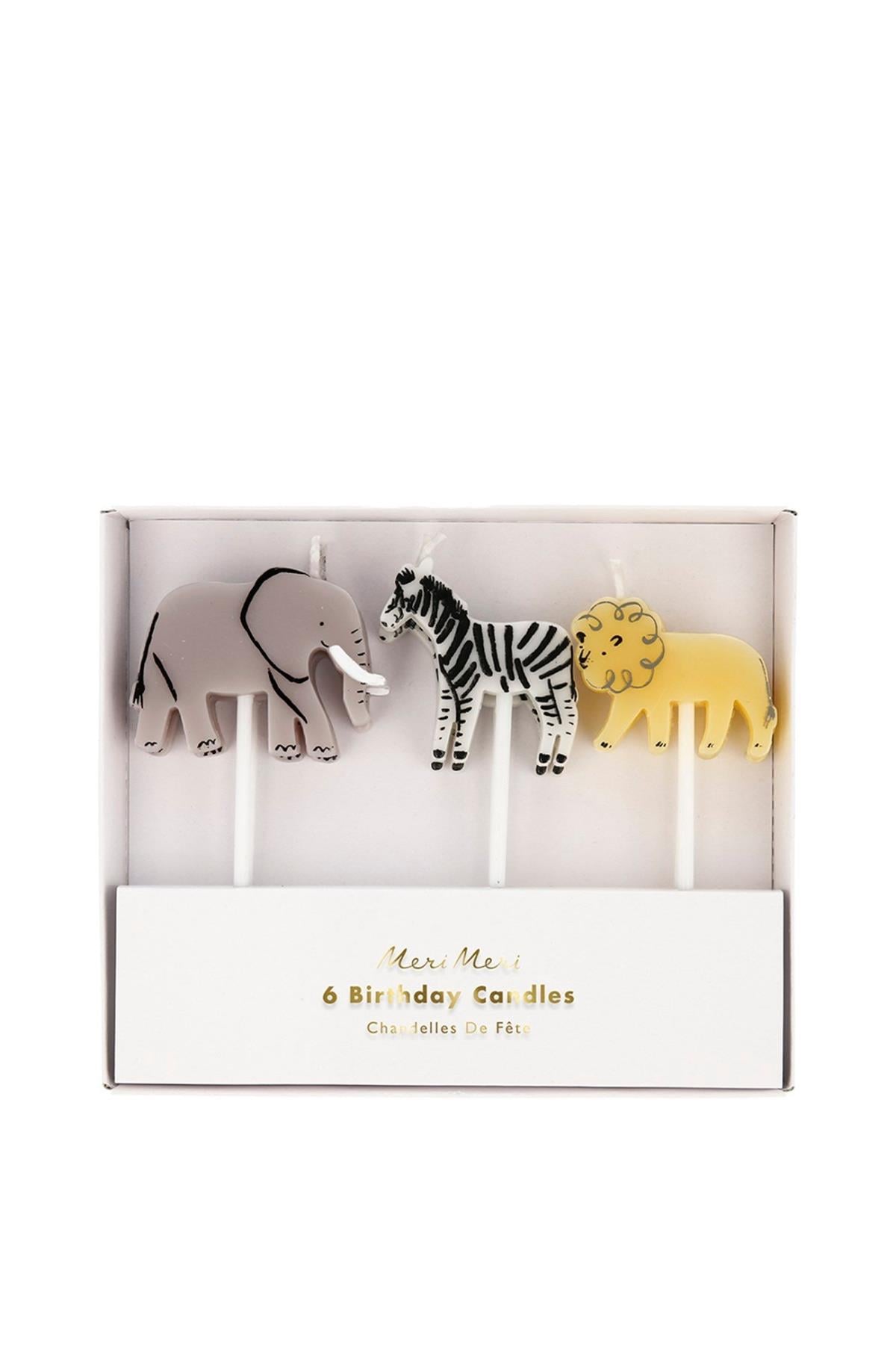 Meri Meri - Safari Candles - Safari Mum - 6'lı Çok Renkli