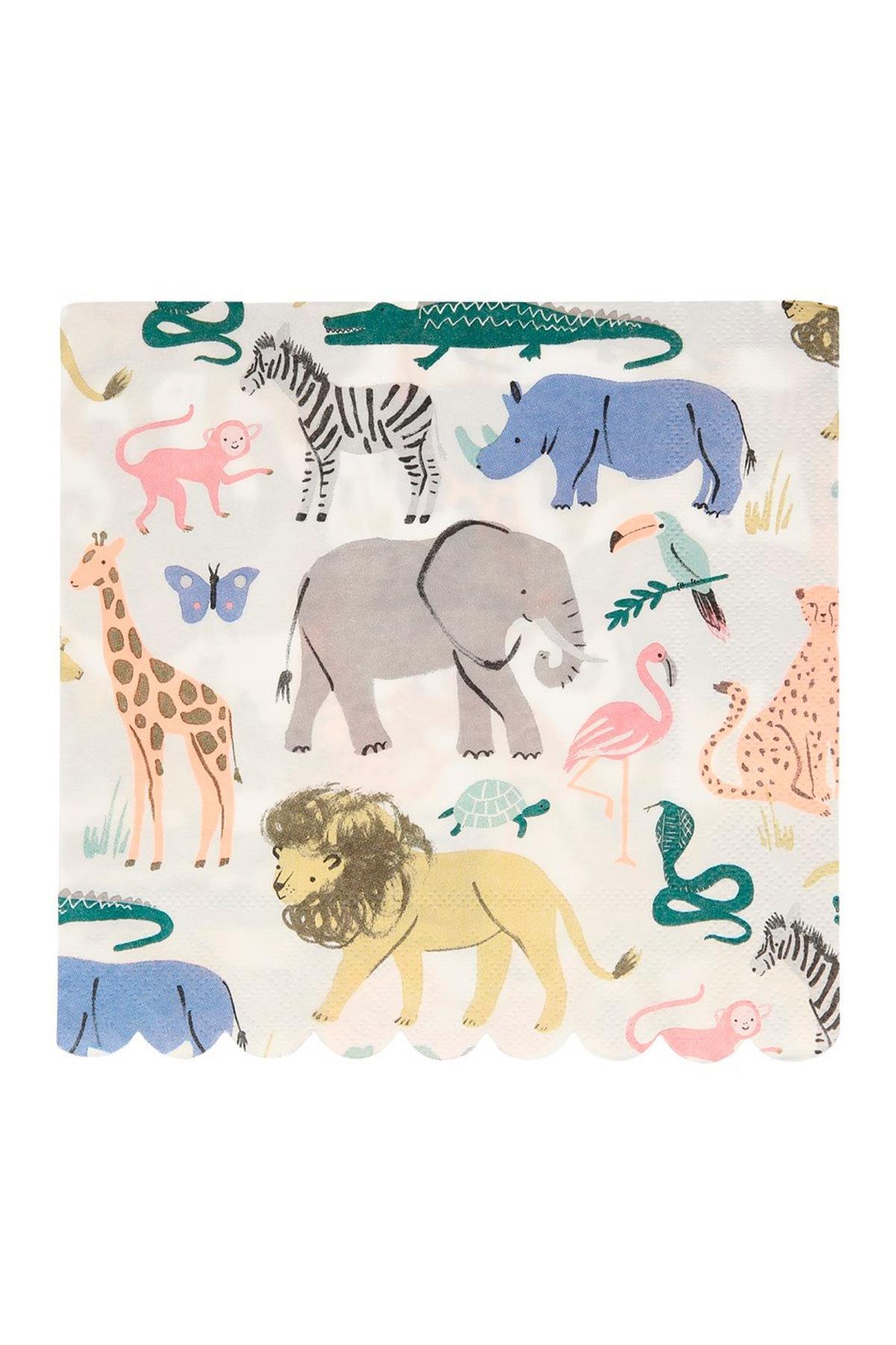 Meri Meri - Safari Napkins - Safari Peçete - L - 20'li Çok Renkli