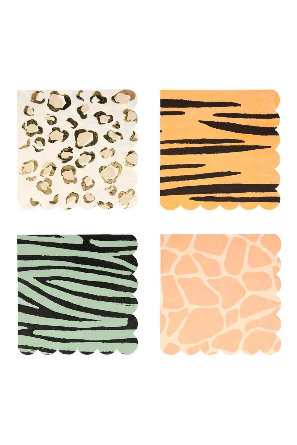 Meri Meri - Safari Napkins - Safari Peçete - L - 16'lı Çok Renkli