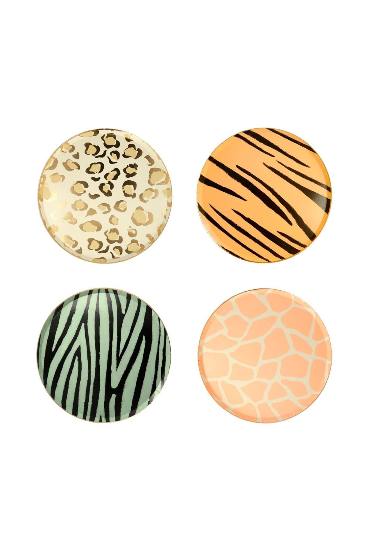 Meri Meri - Safari Plates - Safari Tabak - L - 8'li Çok Renkli