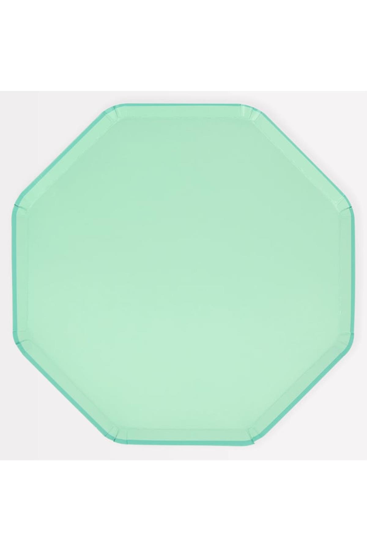 Meri Meri - Sea Foam Green Dinner Plates - Deniz Köpüğü Yeşili Tabaklar (L) (x8) Çok Renkli