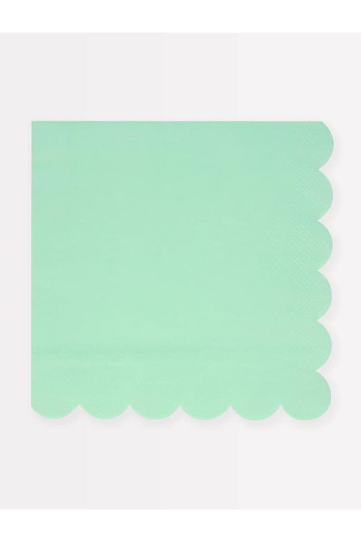 Meri Meri - Sea Foam Green Large Napkins - Deniz Köpüğü Yeşili Peçeteler (L) (x16) Çok Renkli