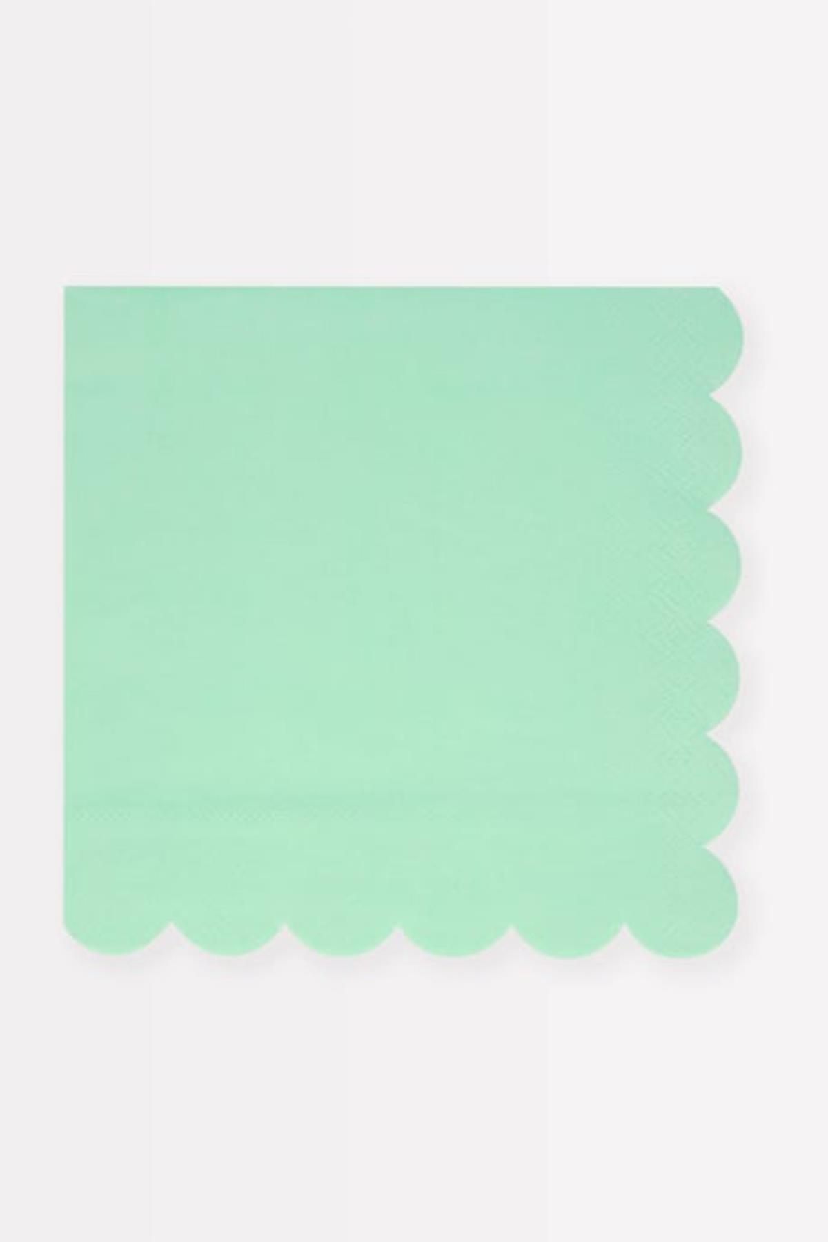 Meri Meri - Sea Foam Green Large Napkins - Deniz Köpüğü Yeşili Peçeteler (S) (x16) Çok Renkli