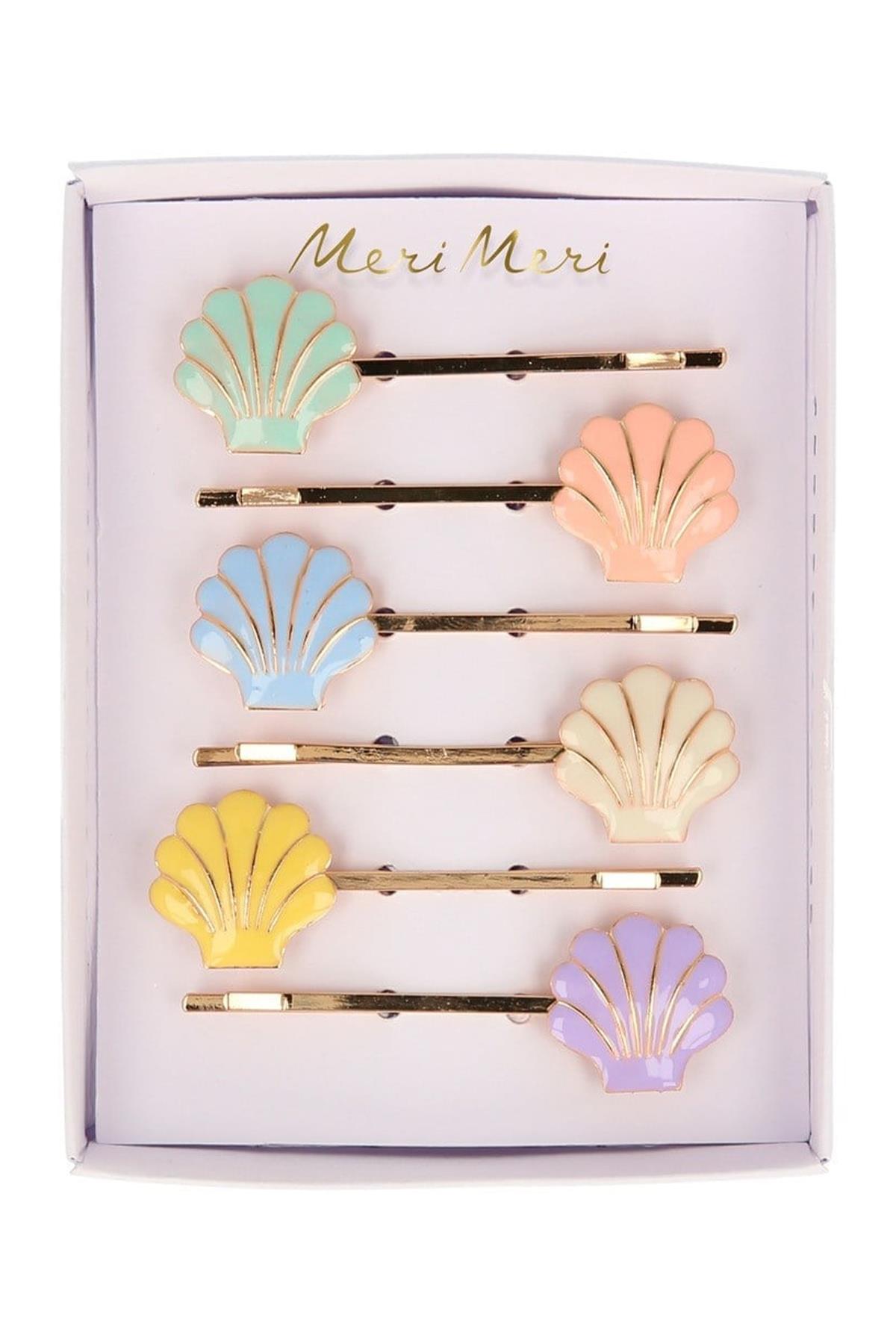 Meri Meri - Shell Hair Slides - Deniz Kabuğu Tokalar - 6'lı Çok Renkli